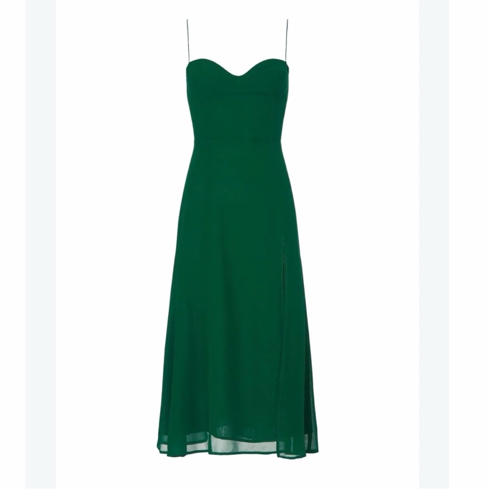 Reformation Juliette Dress In Emerald Green - Picture 3 of 13